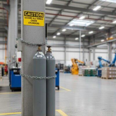 Caution Secure all tanks chain cylinders