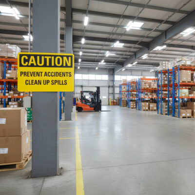 Caution Prevent accidents clean up spills