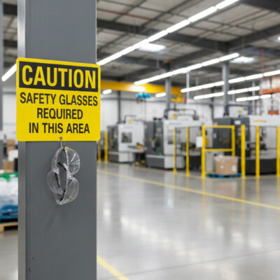 Caution Safety glasses required in this area