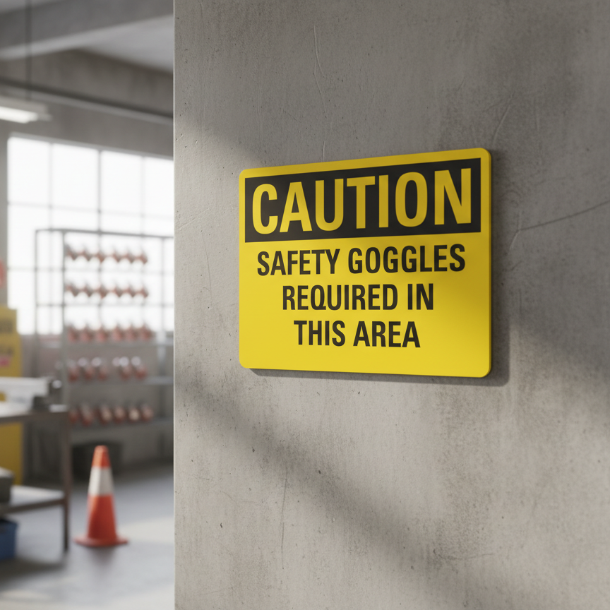 Caution Safety goggles required in this area - Image 2