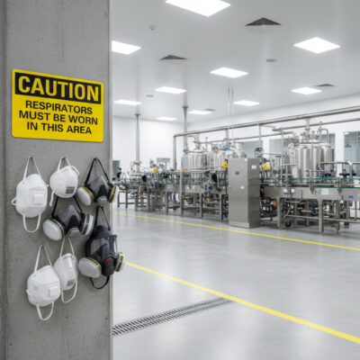 Caution Respirators must be worn in this area