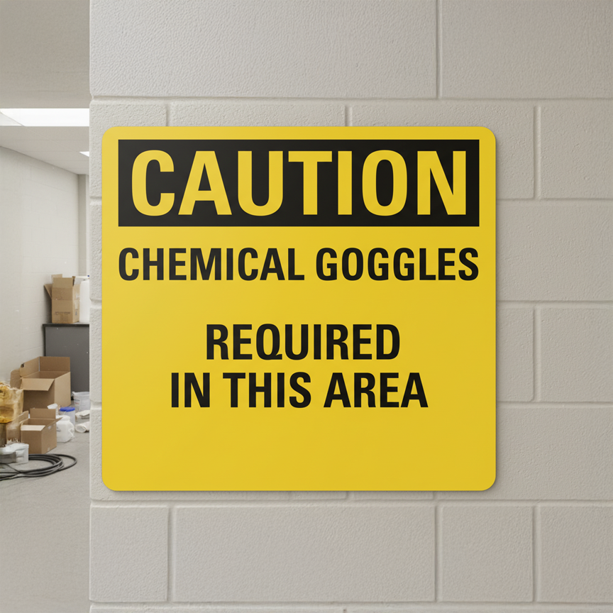 Caution Chemical goggles required in this area - Image 2