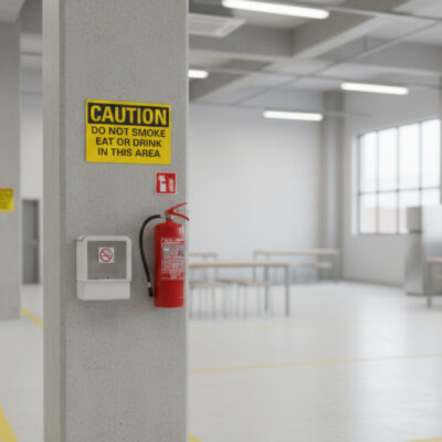 Caution Do not smoke eat or drink in this area