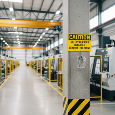 Caution Safety glasses required beyond this point