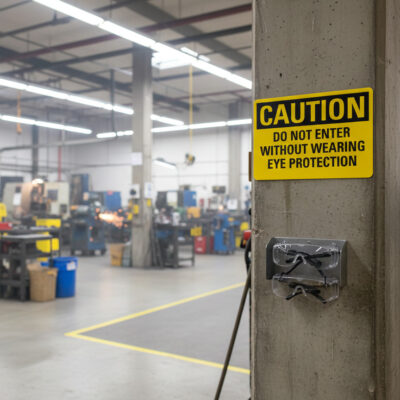 Caution Do not enter without wearing eye protection