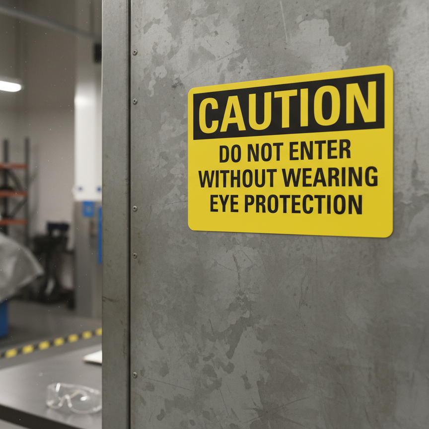 Caution Do not enter without wearing eye protection - Image 2