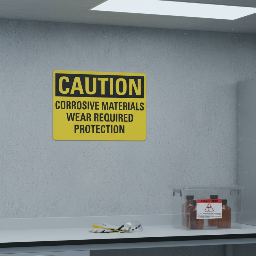 Caution Corrosive materials wear required protection - Image 2