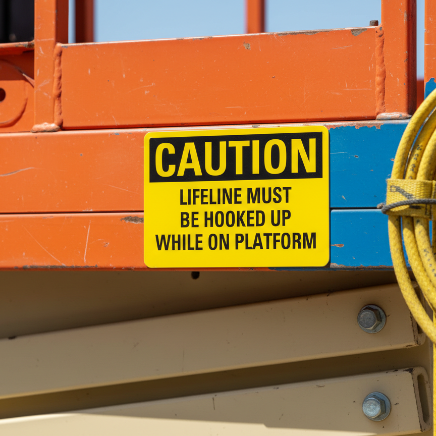 Caution Lifeline must be hooked up while on platform - Image 2