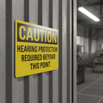 Caution Hearing protection required beyond this point