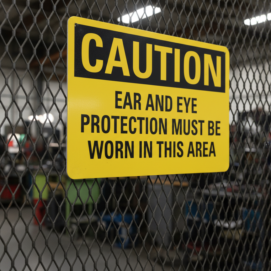 Caution Ear and eye protection must be worn in this area - Image 2