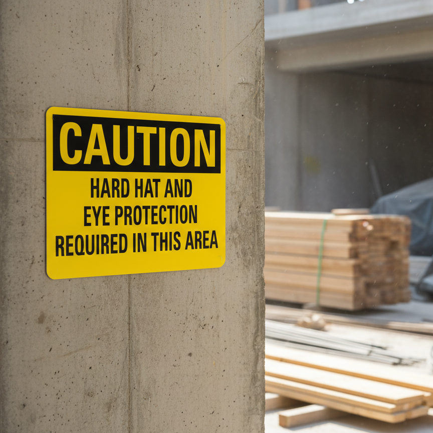 Caution Hard hat and eye protection required in this area - Image 2