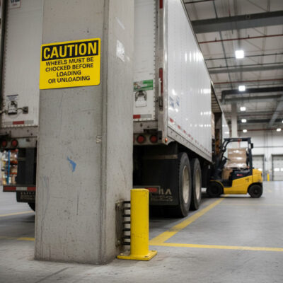 Caution Wheels must be chocked before loading or