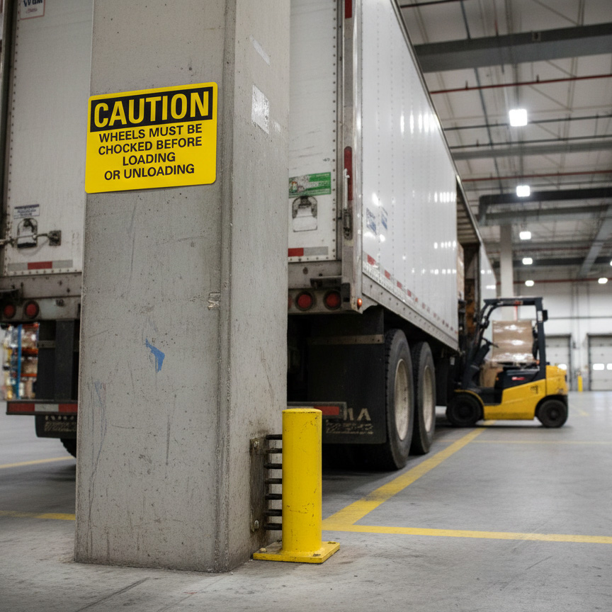 Caution Wheels must be chocked before loading or