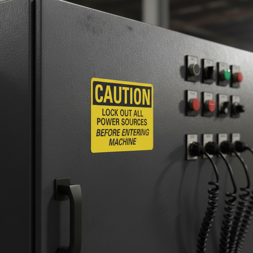 Caution Lock out all power sources before entering - Image 2