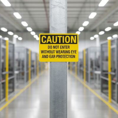 Caution Do not enter without wearing eye and ear