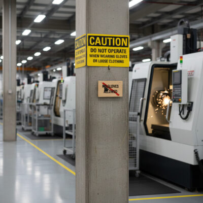 Caution Do not operate when wearing gloves or loose