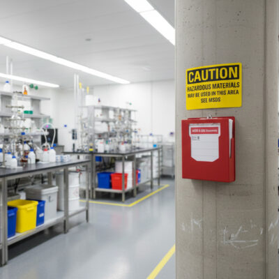 Caution Hazardous materials may be used in this area