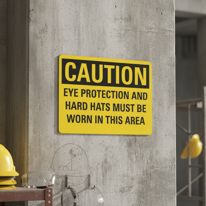 Caution Eye protection and hard hats must be worn in this - Image 2