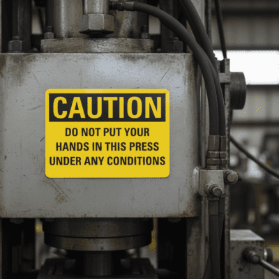 Caution Do not put your hands in this press under any