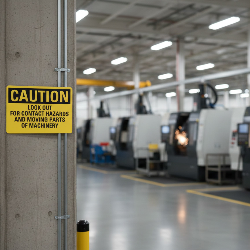 Caution Look out for contact hazards and moving parts of