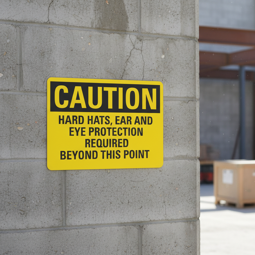 Caution Hard hats, ear and eye protection required - Image 2
