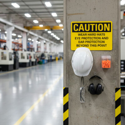 Caution Wear hard hats eye protection and ear protection