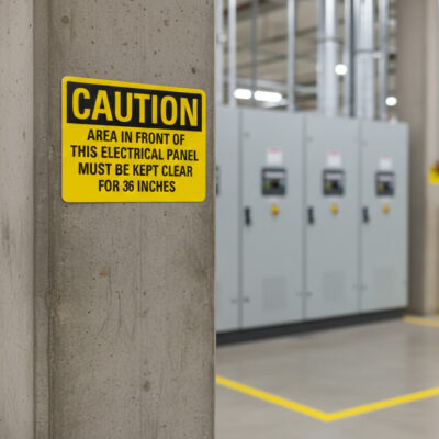 Caution Area in front of this electrical panel must be