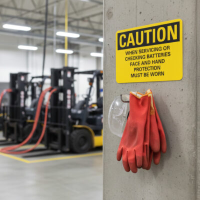 Caution When servicing or checking batteries face and