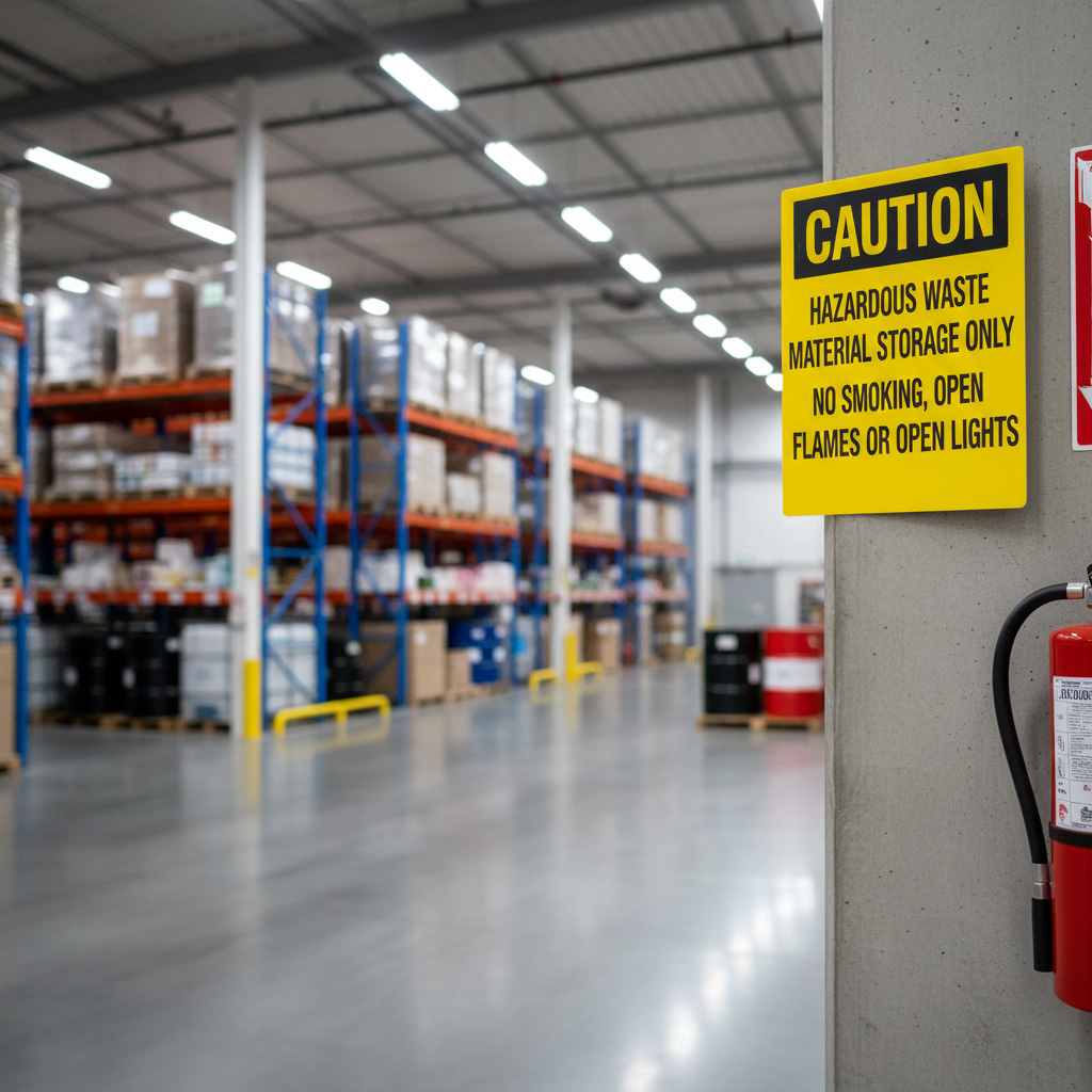 Caution Hazardous waste material storage only no smoking