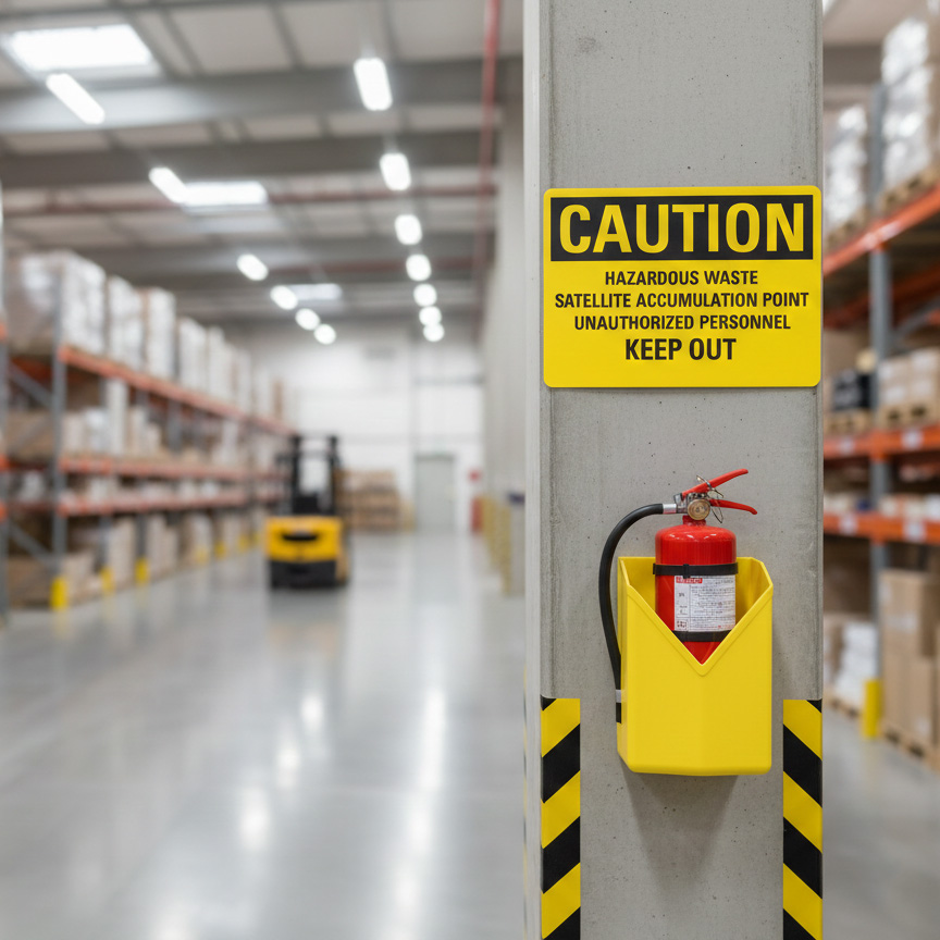 Caution Hazardous waste satellite accumulation point un