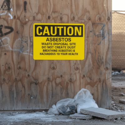 Caution Asbestos waste disposal site do not create dust