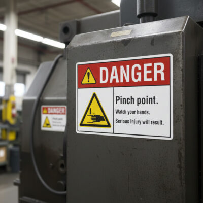 Danger Pinch points. Watch your hands. Serious injury