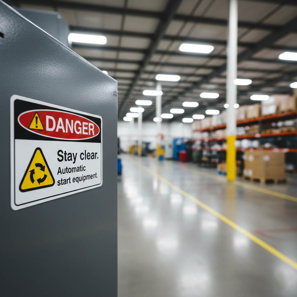 Danger Stay clear. Automatic start equipment.