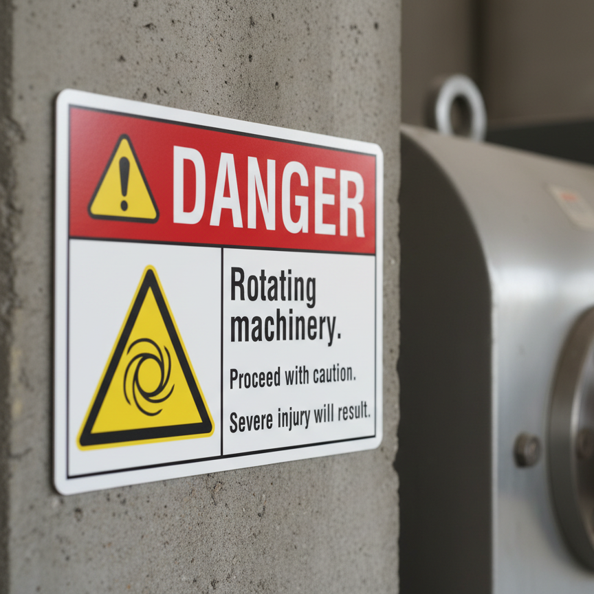 Danger Rotating machinery. Proceed with caution or - Image 2