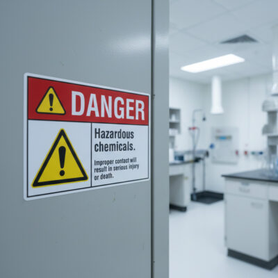 Danger Hazardous chemicals. Improper contact will