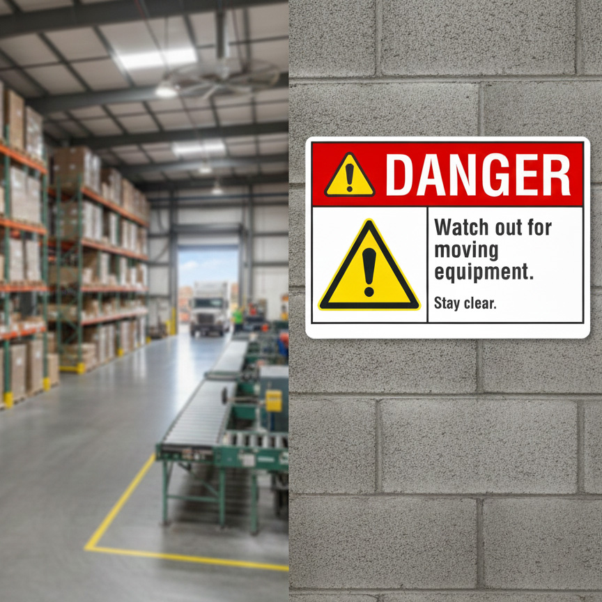 Danger Watch out for moving equipment. Stay clear.