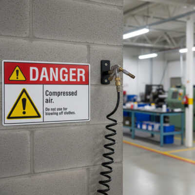 Danger Compressed air. Do not use for blowing off