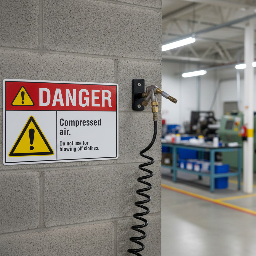 Danger Compressed air. Do not use for blowing off