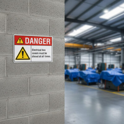 Danger Electrical box covers must be closed at all