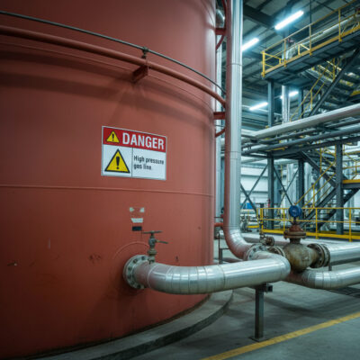 Danger High pressure gas line.