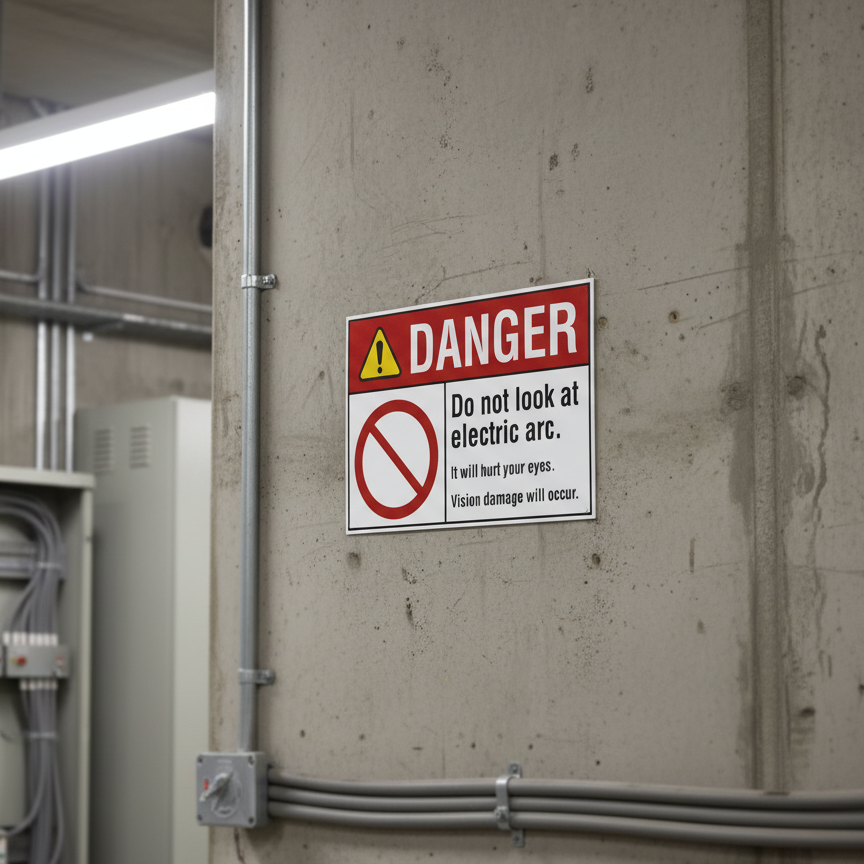 Danger Do not look at electric arc. It will hurt your