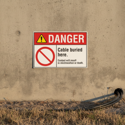 Danger Cable buried here. Contact will result in