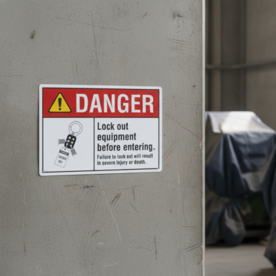 Danger Lock out equipment before entering failure to