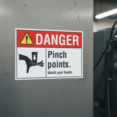 Danger Pinch points. Watch your hands.