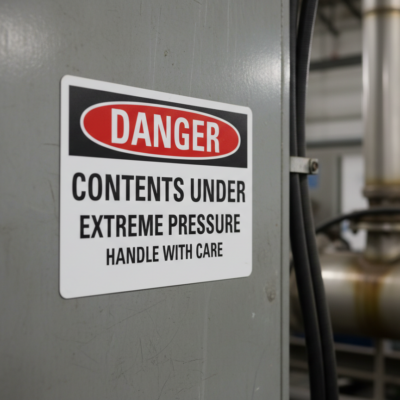 Danger Contents under extreme pressure handle with care