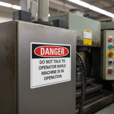 Danger Do not talk to operator while machine is in