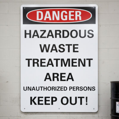 Danger Hazardous waste treatment area unauthorized