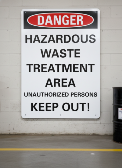 Danger Hazardous waste treatment area unauthorized