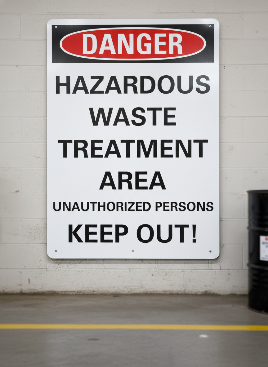 Danger Hazardous waste treatment area unauthorized