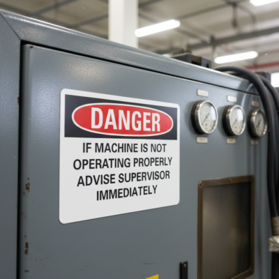 Danger If machine is not operating properly advise